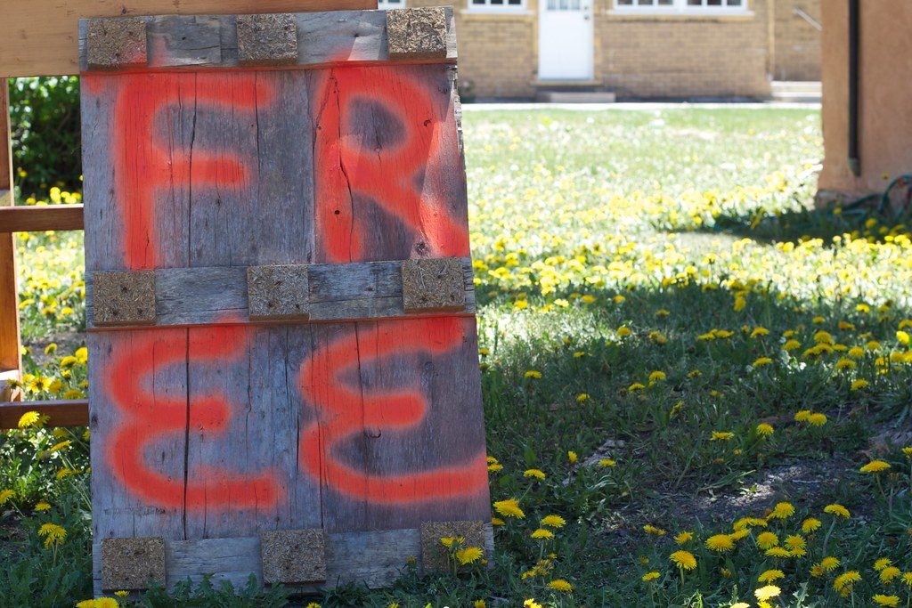 Free Things That Are Not Really Free: Wooden board with the words "free" in red color