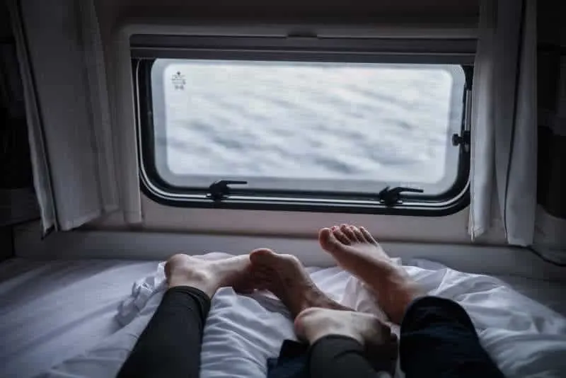 feet in a boat cabin 