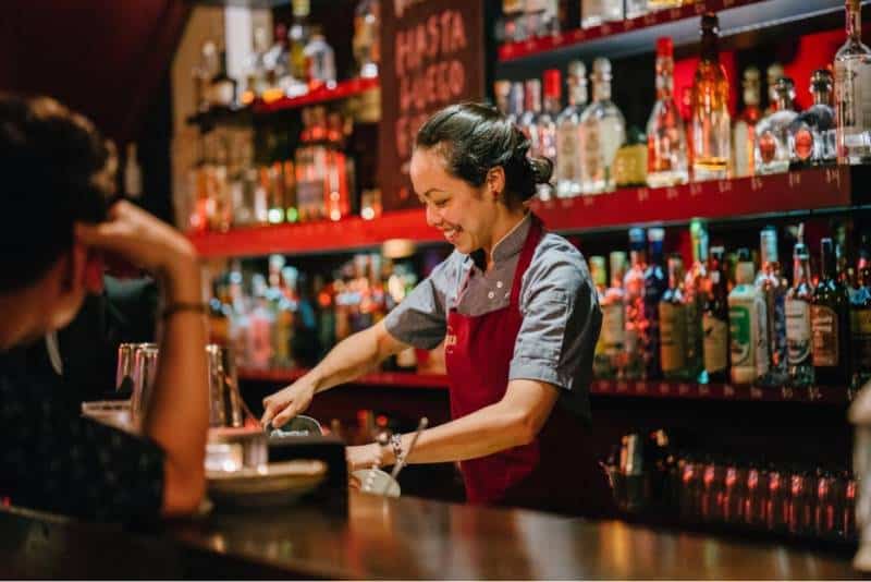 Female bartender working