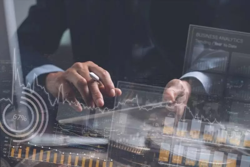 Businessman working on tablet