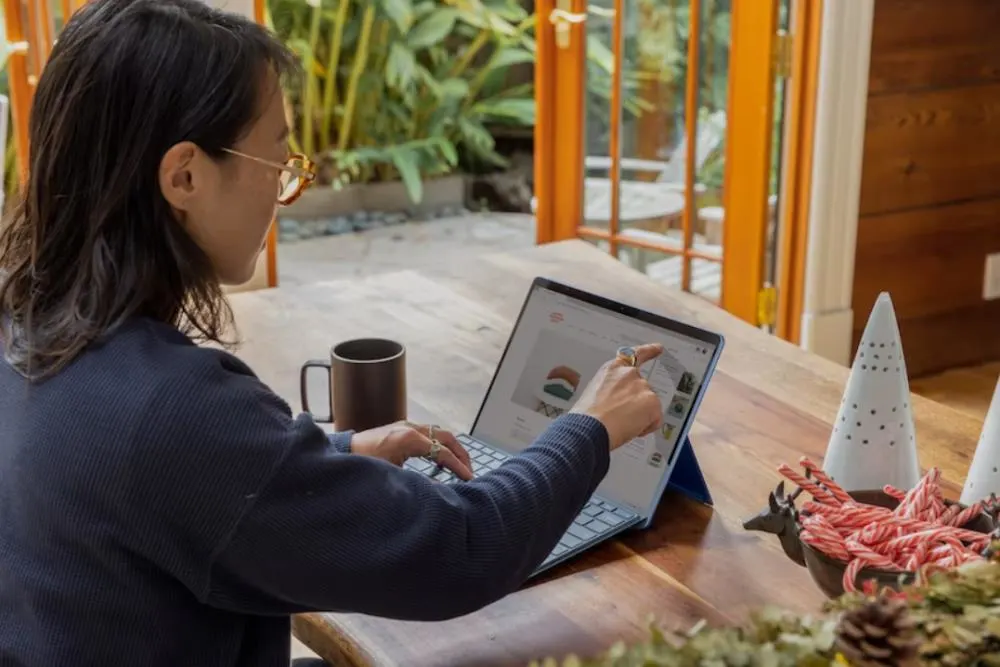 woman working online from home