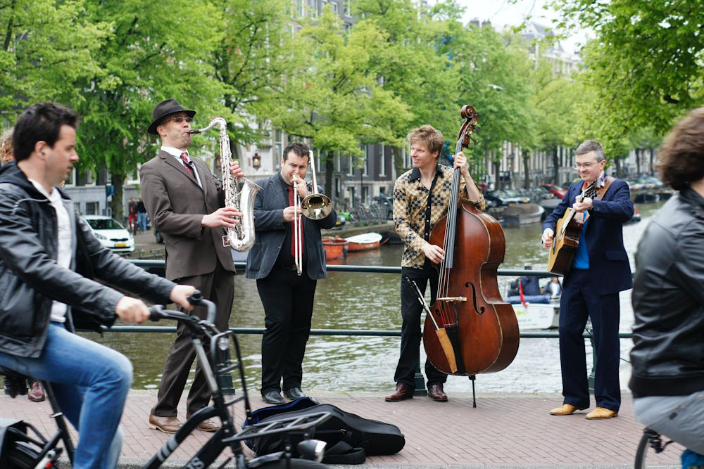 Image by Filip Mishevski via Pexels - street musicians